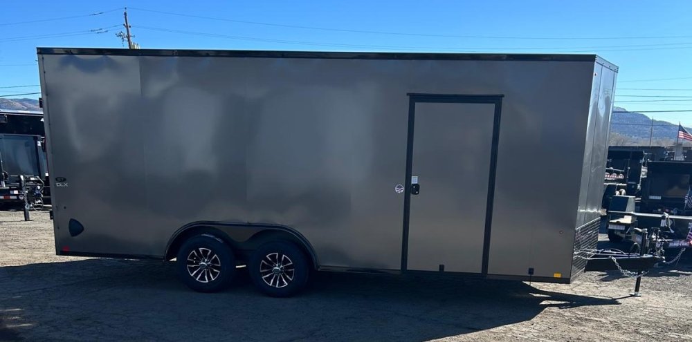 8.5x20 ST DLX Flat Top V-Nose Enclosed Car Hauler - Charcoal/Black Trim | D1 Trailers Carson City, N