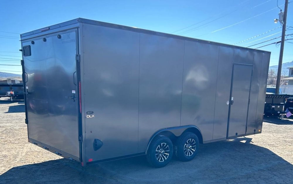 8.5x20 ST DLX Flat Top V-Nose Enclosed Car Hauler - Charcoal/Black Trim | D1 Trailers Carson City, N