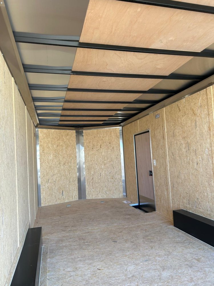 8.5x20 ST DLX Flat Top V-Nose Enclosed Car Hauler - Charcoal/Black Trim | D1 Trailers Carson City, N