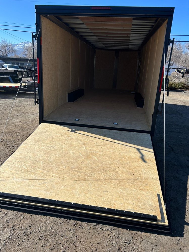 8.5x20 ST DLX Flat Top V-Nose Enclosed Car Hauler - Charcoal/Black Trim | D1 Trailers Carson City, N
