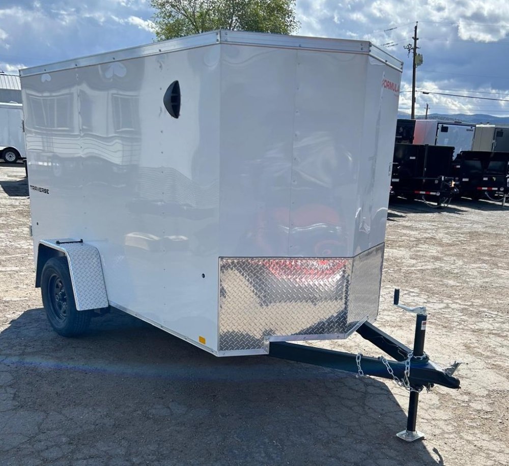 5x10 Traverse Flat Top V-Nose Enclosed Trailer - 3K GVWR - White | Carson City, NV
