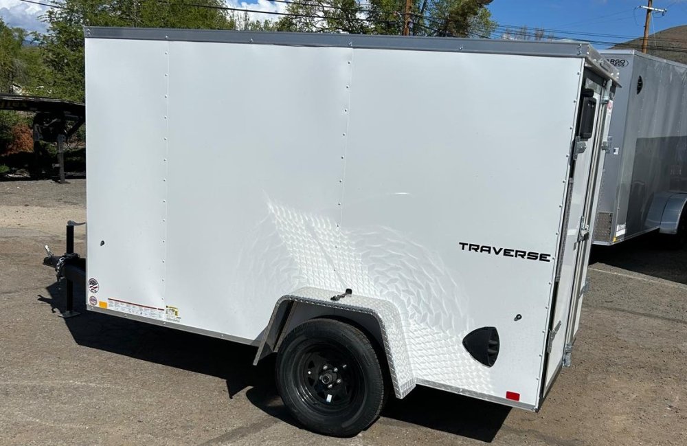 5x10 Traverse Flat Top V-Nose Enclosed Trailer - 3K GVWR - White | Carson City, NV