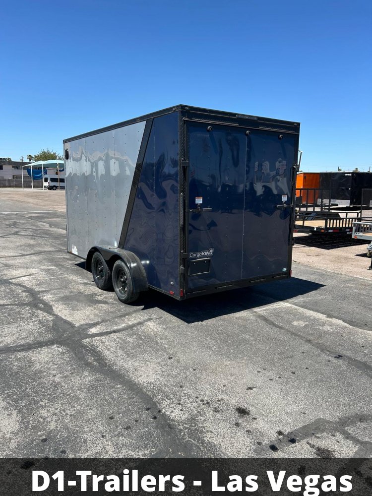 7x14 Cargo King Enclosed Trailer - Diamond Ice & Indigo Blue | Premium Two-Tone Finish
