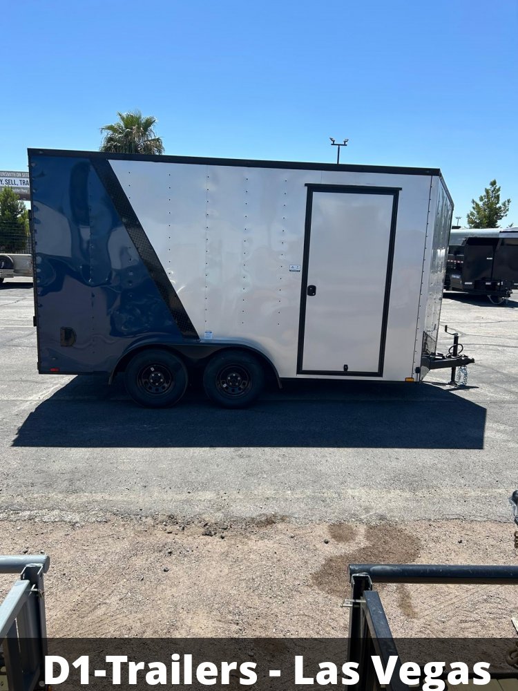 7x14 Cargo King Enclosed Trailer - Diamond Ice & Indigo Blue | Premium Two-Tone Finish