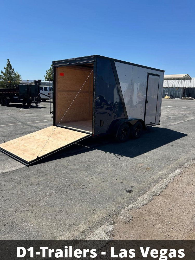 7x14 Cargo King Enclosed Trailer - Diamond Ice & Indigo Blue | Premium Two-Tone Finish