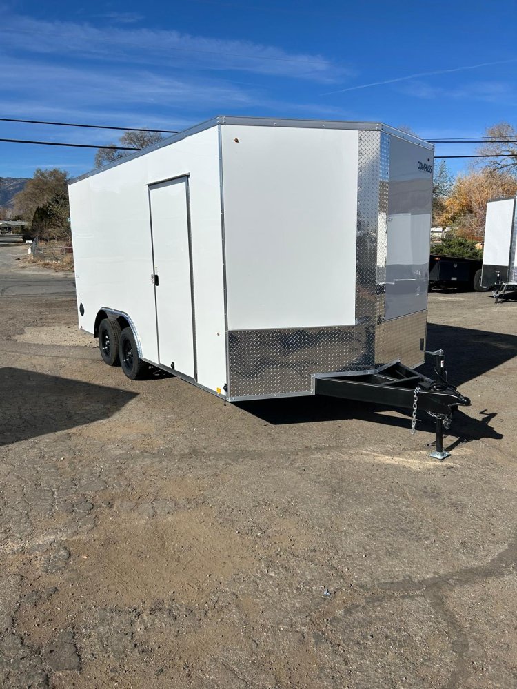 8.5x16 Indigo DLX Flat Top V-Nose Car Hauler Trailer - White | D1 Trailers Carson City, NV