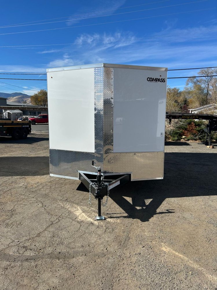8.5x16 Indigo DLX Flat Top V-Nose Car Hauler Trailer - White | D1 Trailers Carson City, NV