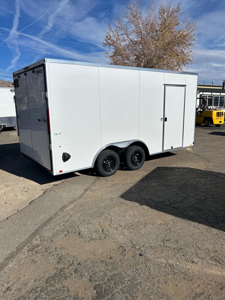 8.5x16 Indigo DLX Flat Top V-Nose Car Hauler Trailer - White | D1 Trailers Carson City, NV