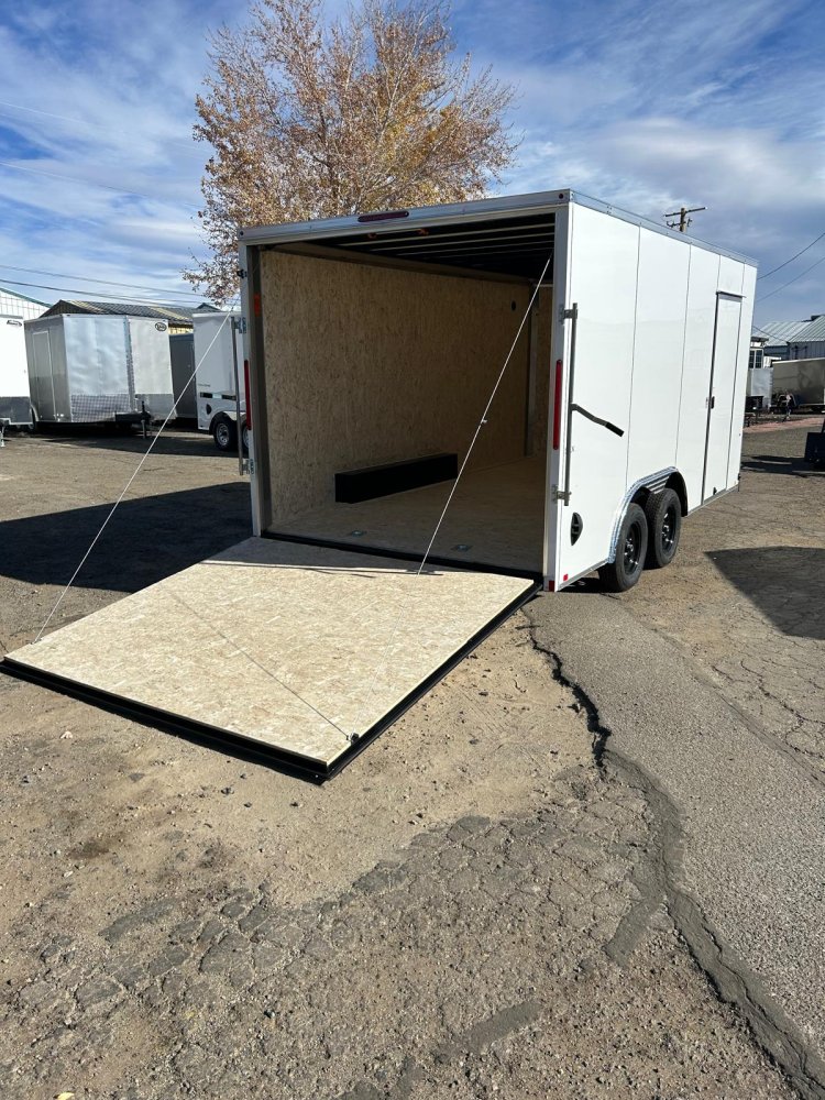 8.5x16 Indigo DLX Flat Top V-Nose Car Hauler Trailer - White | D1 Trailers Carson City, NV