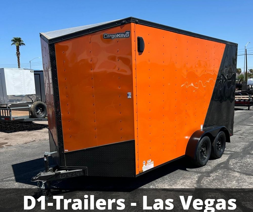 7x14 Cargo King Enclosed Trailer - Schneider Orange with Blackout Package