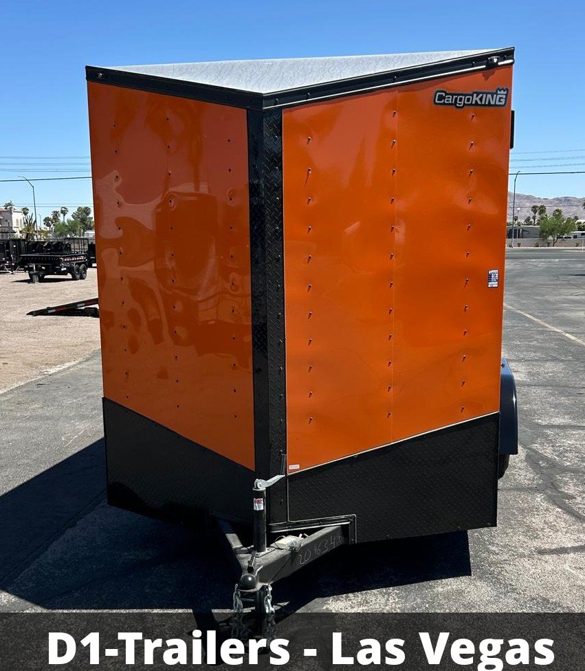 7x14 Cargo King Enclosed Trailer - Schneider Orange with Blackout Package