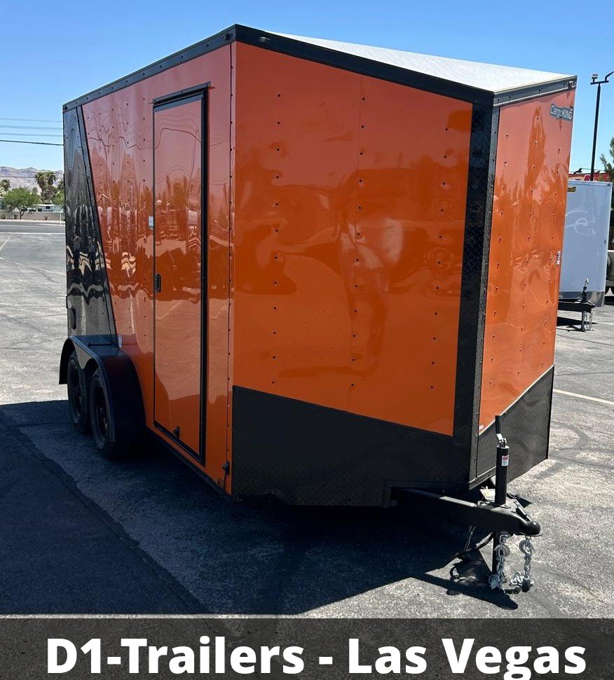 7x14 Cargo King Enclosed Trailer - Schneider Orange with Blackout Package