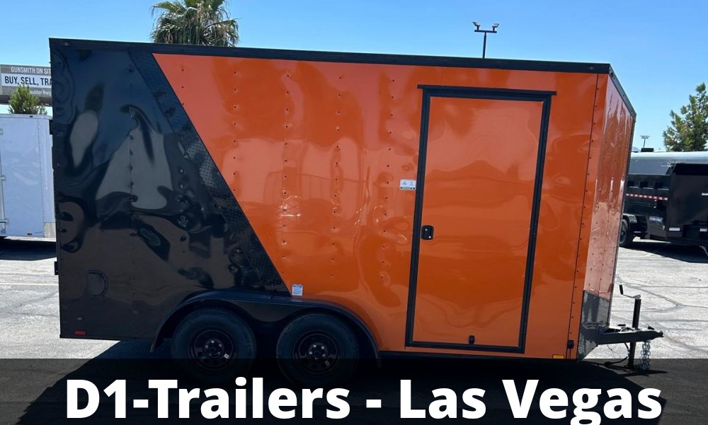 7x14 Cargo King Enclosed Trailer - Schneider Orange with Blackout Package