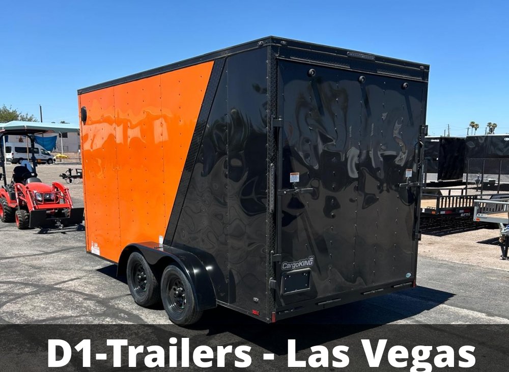 7x14 Cargo King Enclosed Trailer - Schneider Orange with Blackout Package