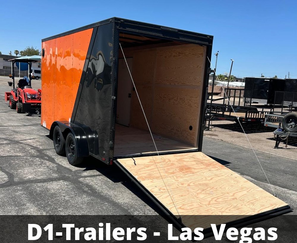 7x14 Cargo King Enclosed Trailer - Schneider Orange with Blackout Package