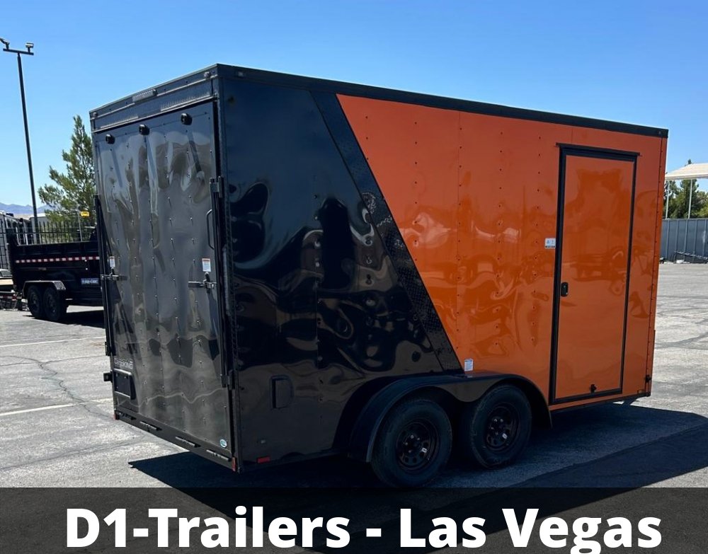 7x14 Cargo King Enclosed Trailer - Schneider Orange with Blackout Package