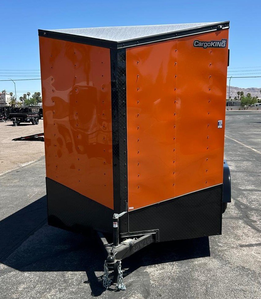 7x14 Cargo King Enclosed Trailer - Schneider Orange with Blackout Package