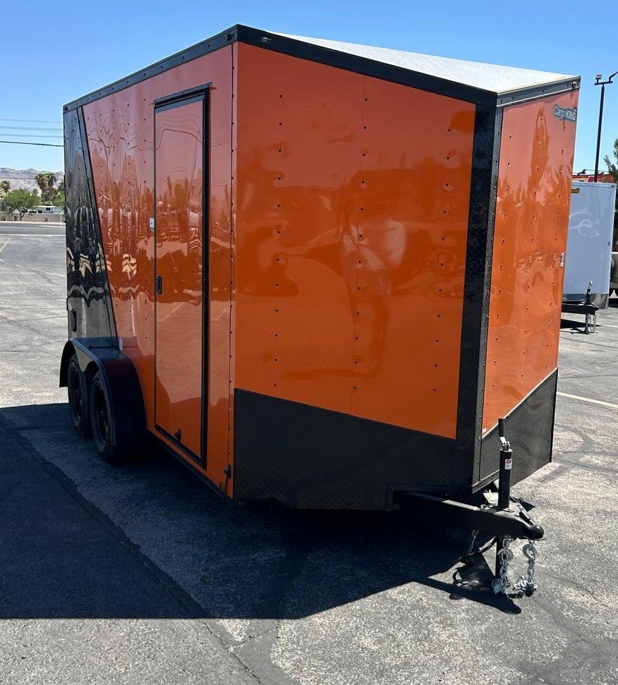 7x14 Cargo King Enclosed Trailer - Schneider Orange with Blackout Package
