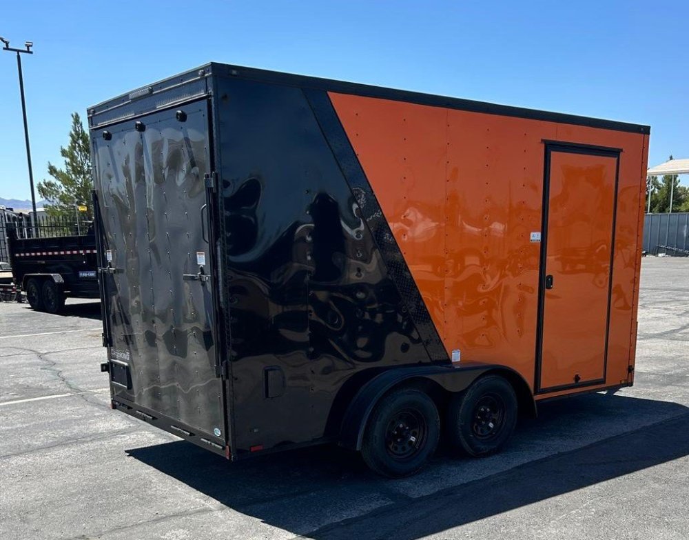 7x14 Cargo King Enclosed Trailer - Schneider Orange with Blackout Package