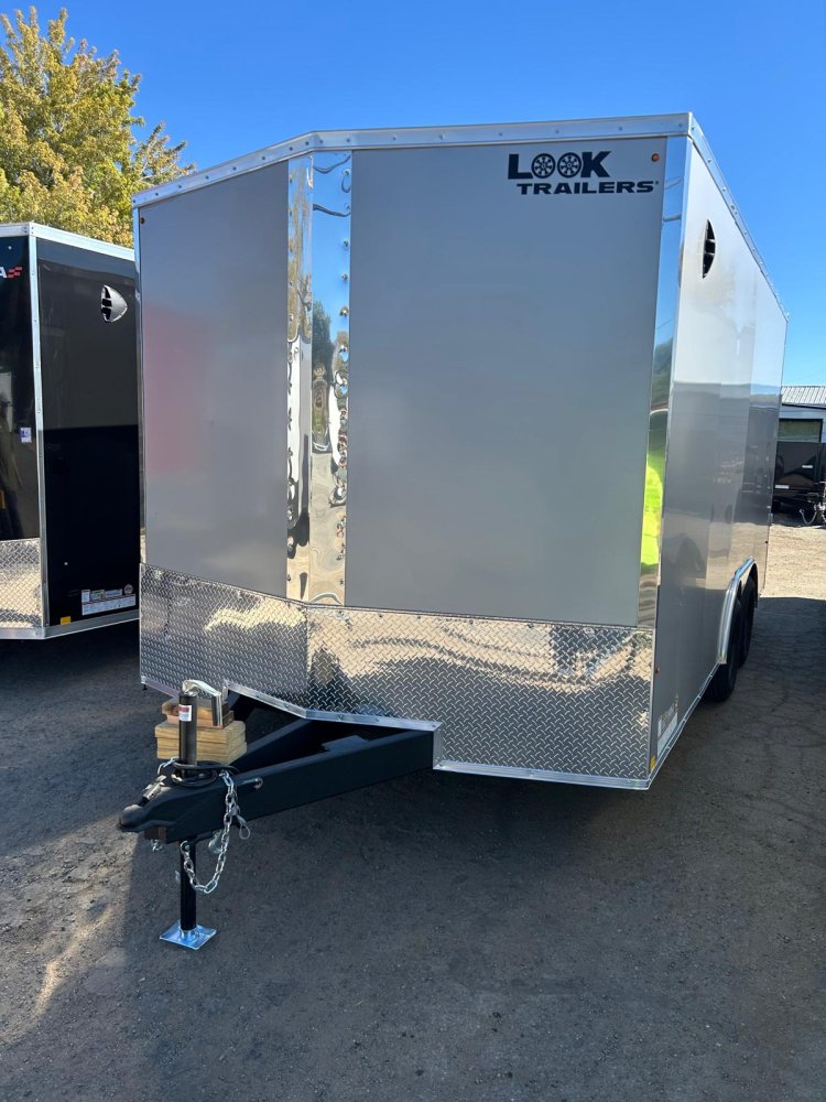 LOOK ST DLX Enclosed Trailer - Silver Composite | Flat Top V-Nose | 7K GVWR