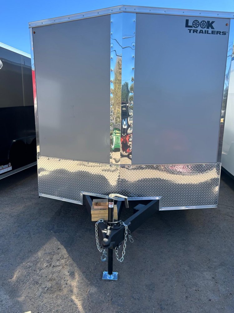 LOOK ST DLX Enclosed Trailer - Silver Composite | Flat Top V-Nose | 7K GVWR