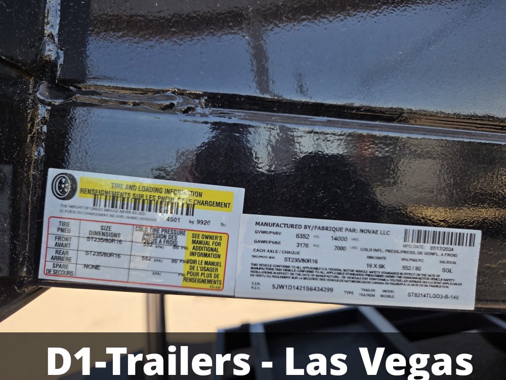 7x14 HD Low Profile Dump Trailer - Telescopic, 14K GVWR (3' Tall Sides)