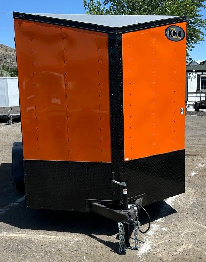 7x14 Cargo King Enclosed Trailer - Black + Orange with Extra Height