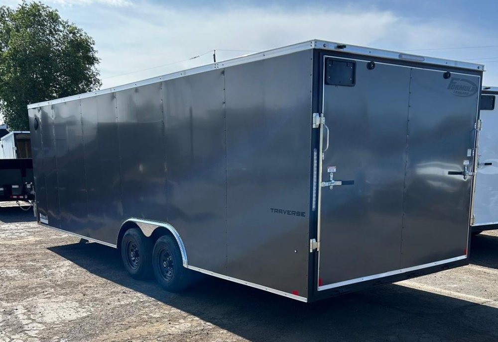 8.5x24 Indigo DLX Flat Top V-Nose Car Hauler Trailer - Charcoal | D1 Trailers Carson City, NV