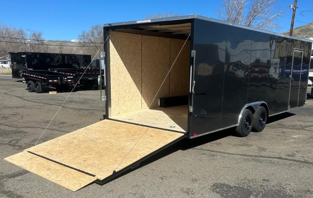 8.5x24 Indigo DLX Flat Top V-Nose Car Hauler Trailer - Charcoal | D1 Trailers Carson City, NV