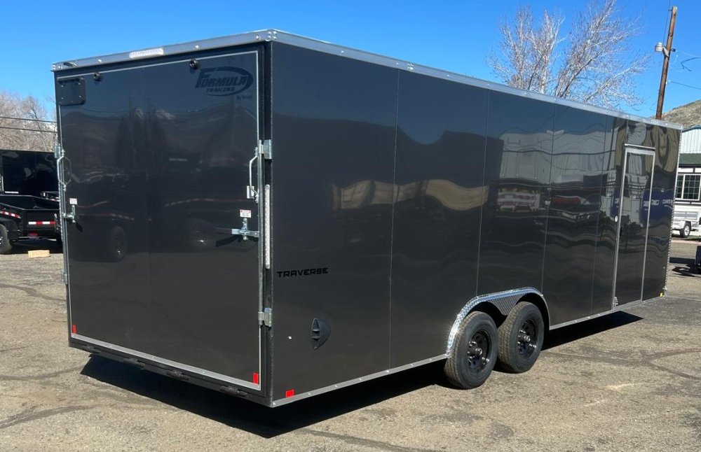 8.5x24 Indigo DLX Flat Top V-Nose Car Hauler Trailer - Charcoal | D1 Trailers Carson City, NV