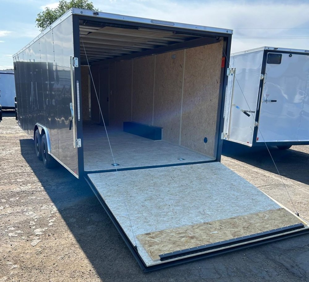 8.5x24 Indigo DLX Flat Top V-Nose Car Hauler Trailer - Charcoal | D1 Trailers Carson City, NV