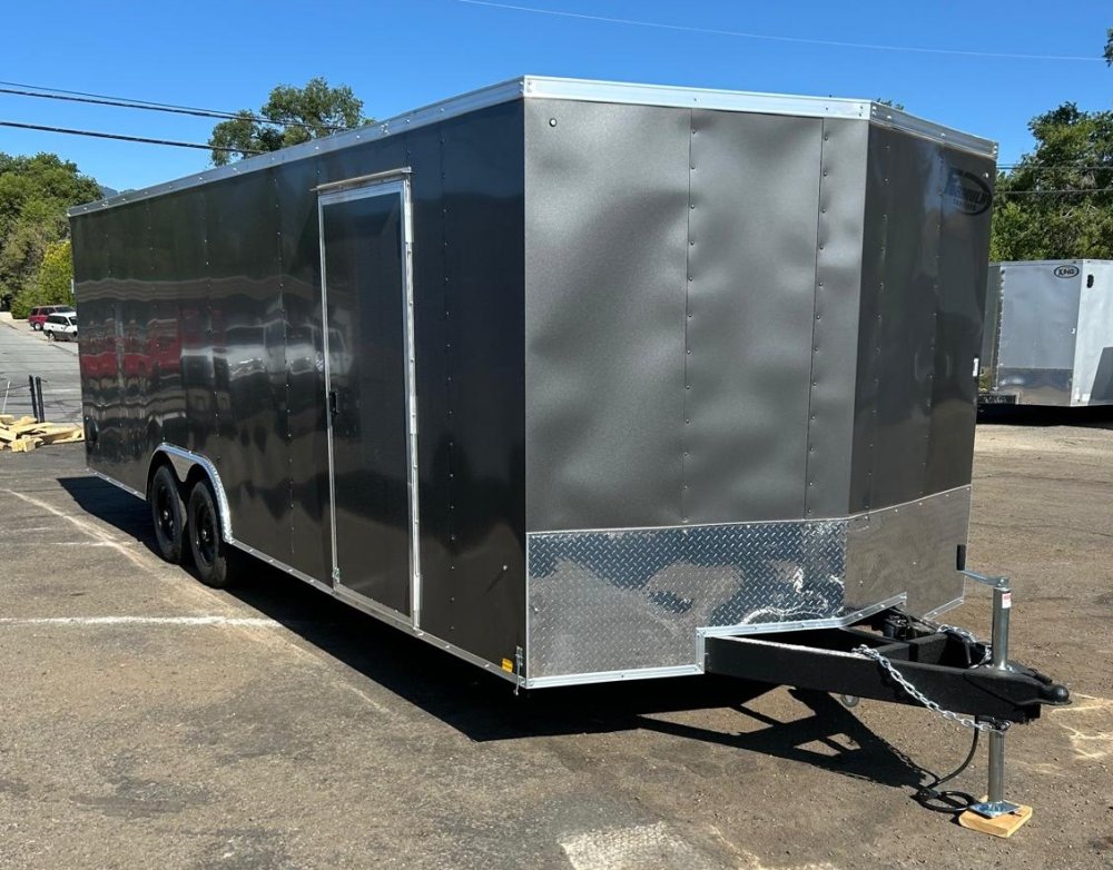 8.5x24 Indigo DLX Flat Top V-Nose Car Hauler Trailer - Charcoal | D1 Trailers Carson City, NV