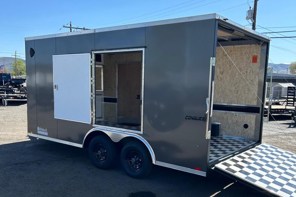 8.5x16 Conquest Flat Top Sloped V-Nose Customized Enclosed Trailer - For Sale in Nevada
