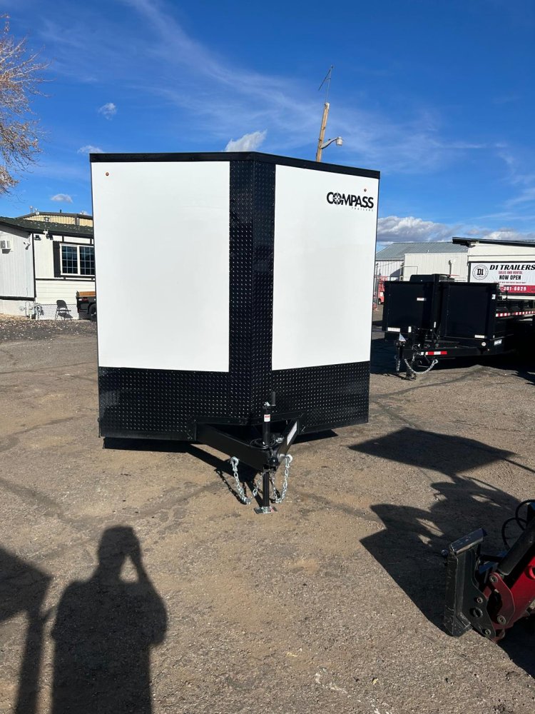8.5x20 Indigo DLX Flat Top V-Nose Car Hauler Trailer - White + Black Trim | D1 Trailers Carson City,