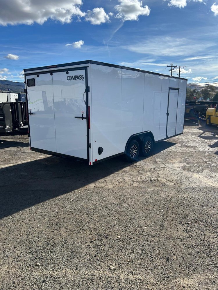 8.5x20 Indigo DLX Flat Top V-Nose Car Hauler Trailer - White + Black Trim | D1 Trailers Carson City,