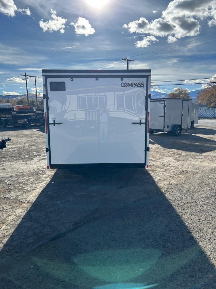 8.5x20 Indigo DLX Flat Top V-Nose Car Hauler Trailer - White + Black Trim | D1 Trailers Carson City,