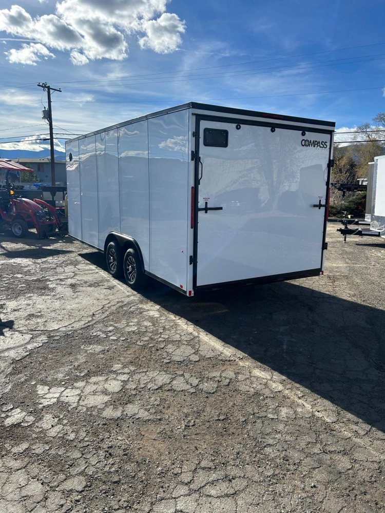 8.5x20 Indigo DLX Flat Top V-Nose Car Hauler Trailer - White + Black Trim | D1 Trailers Carson City,