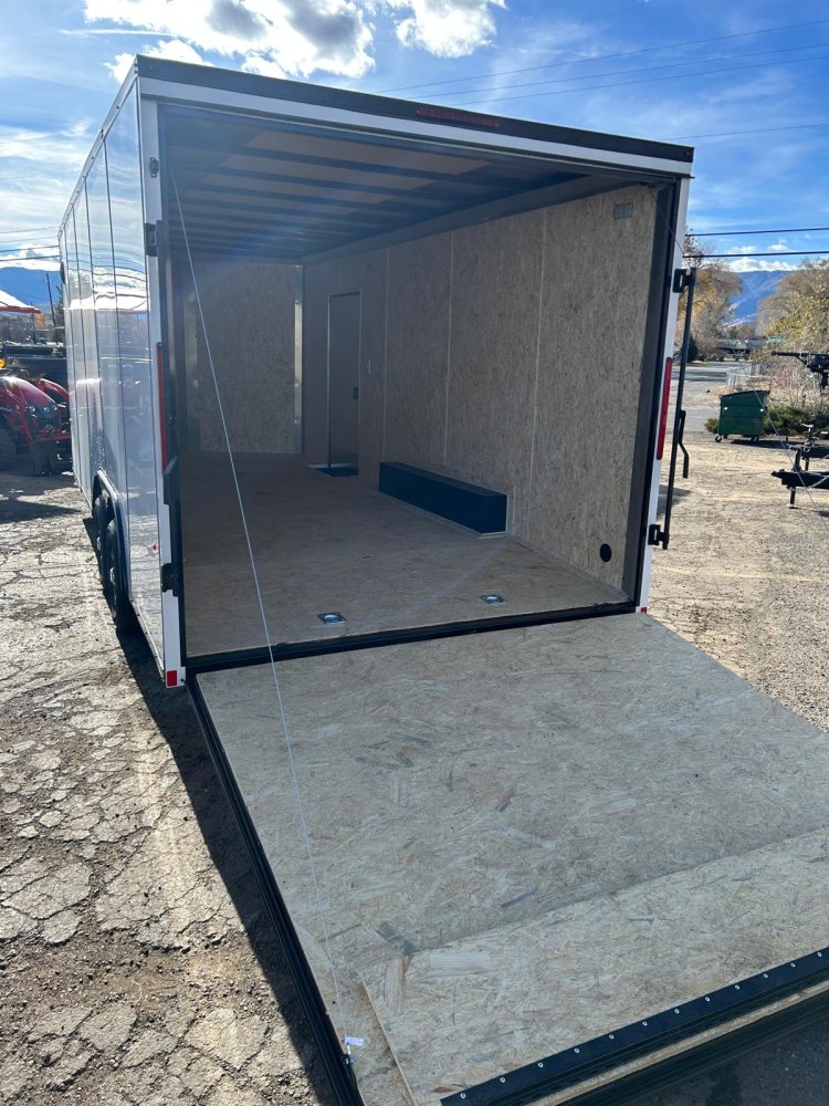 8.5x20 Indigo DLX Flat Top V-Nose Car Hauler Trailer - White + Black Trim | D1 Trailers Carson City,