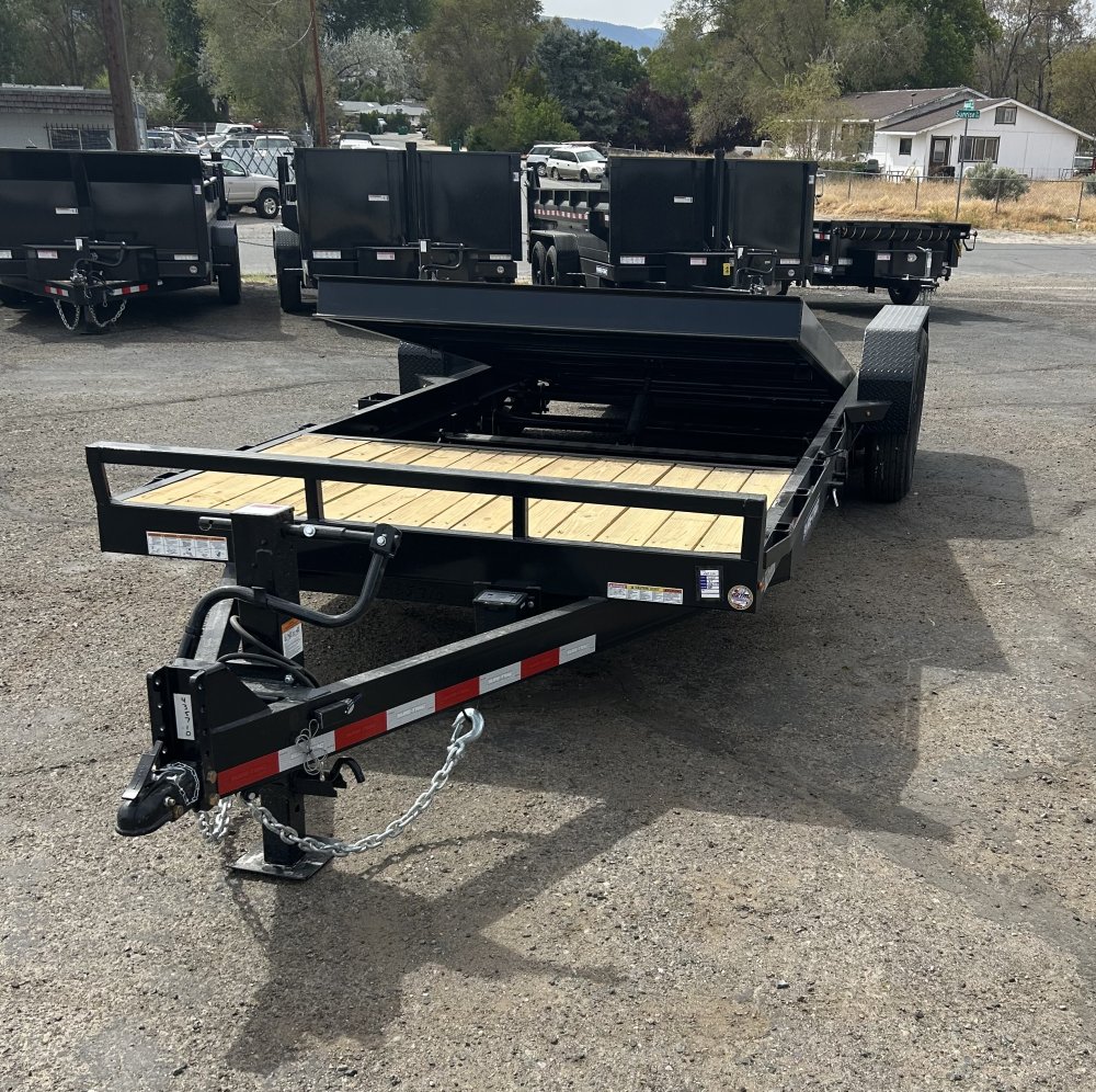 7x22 (18+4) Tilt Bed Equipment Trailer - 14K GVWR - Black | Carson City, NV