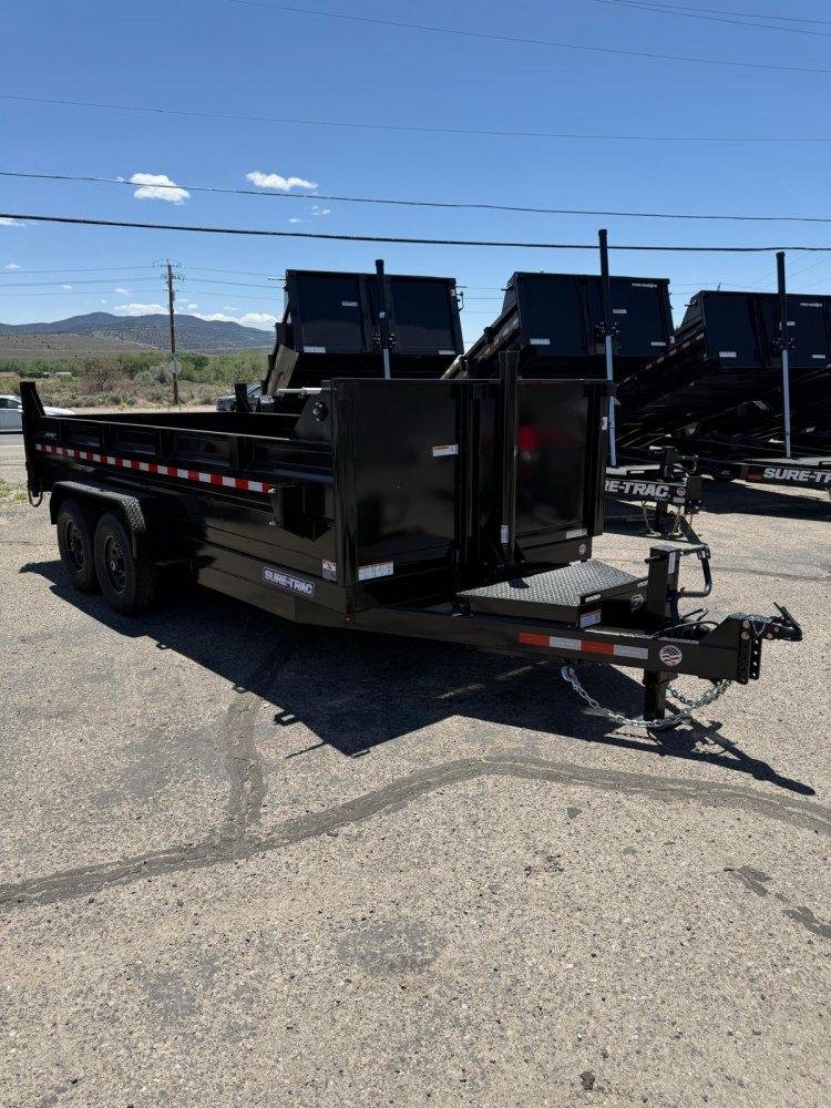 7x16 Heavy Duty Low Profile Dump Trailer - 14K GVWR | Black | Tarp Kit Installed