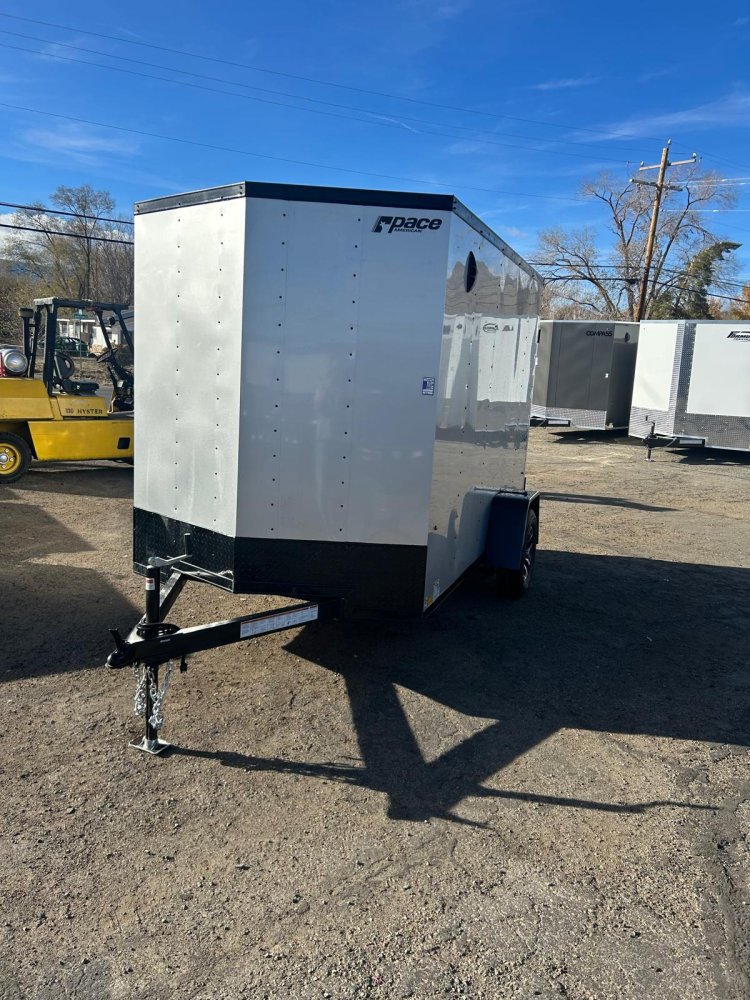 6x10 Outback DLX Flat Top V-Nose Enclosed Cargo Trailer - Silver/Black Trim | D1 Trailers Carson Cit