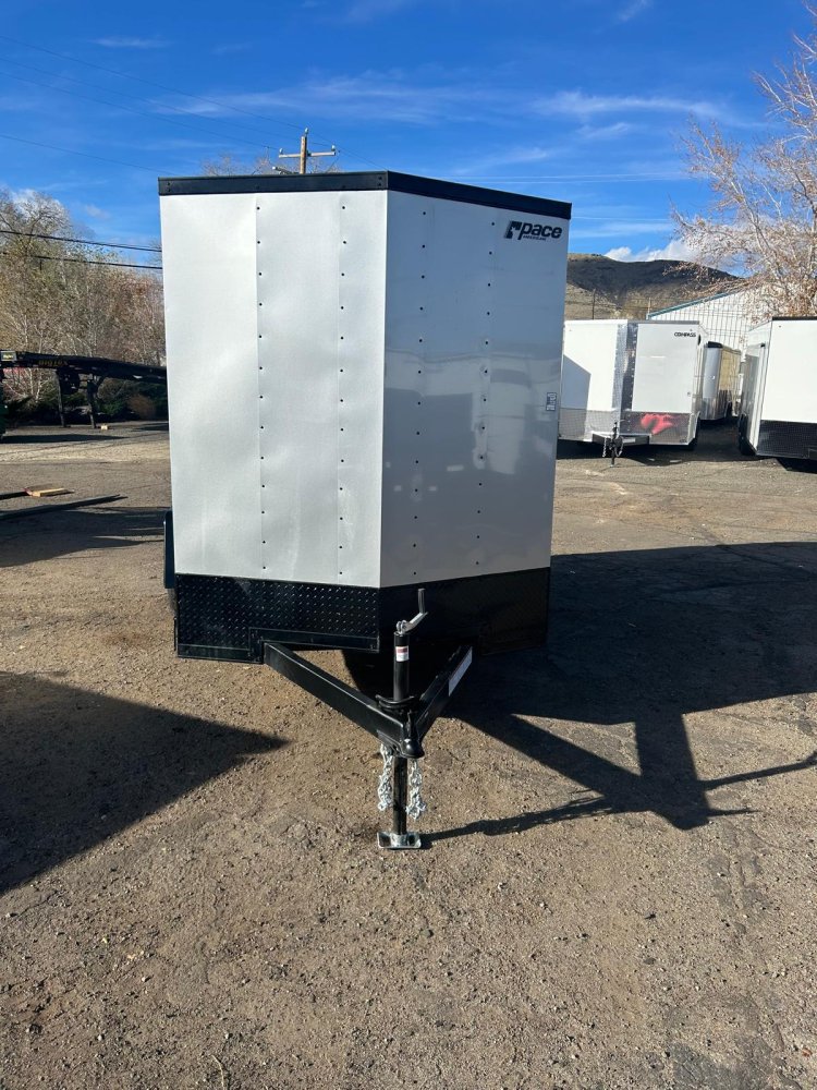 6x10 Outback DLX Flat Top V-Nose Enclosed Cargo Trailer - Silver/Black Trim | D1 Trailers Carson Cit