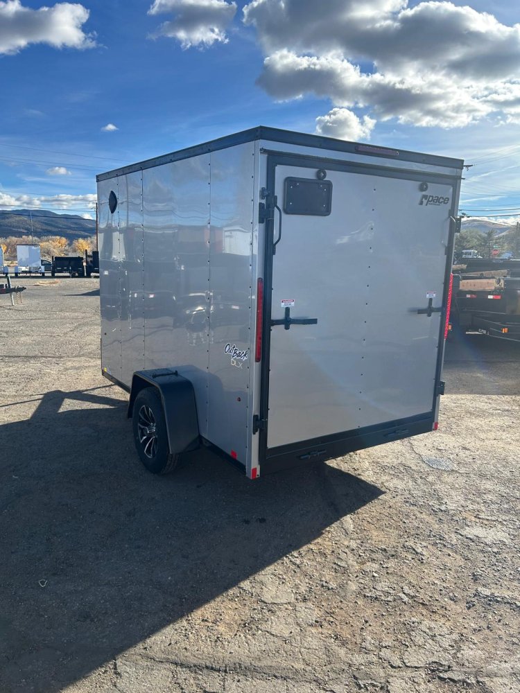 6x10 Outback DLX Flat Top V-Nose Enclosed Cargo Trailer - Silver/Black Trim | D1 Trailers Carson Cit
