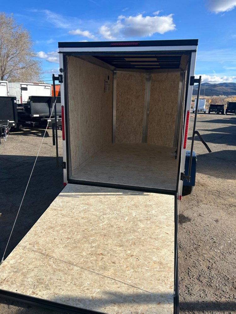 6x10 Outback DLX Flat Top V-Nose Enclosed Cargo Trailer - Silver/Black Trim | D1 Trailers Carson Cit