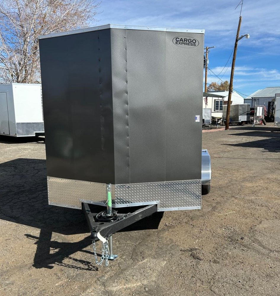 7x14 EX DLX Flat Top V-Nose Enclosed Cargo Trailer - Charcoal | D1 Trailers Carson City, NV