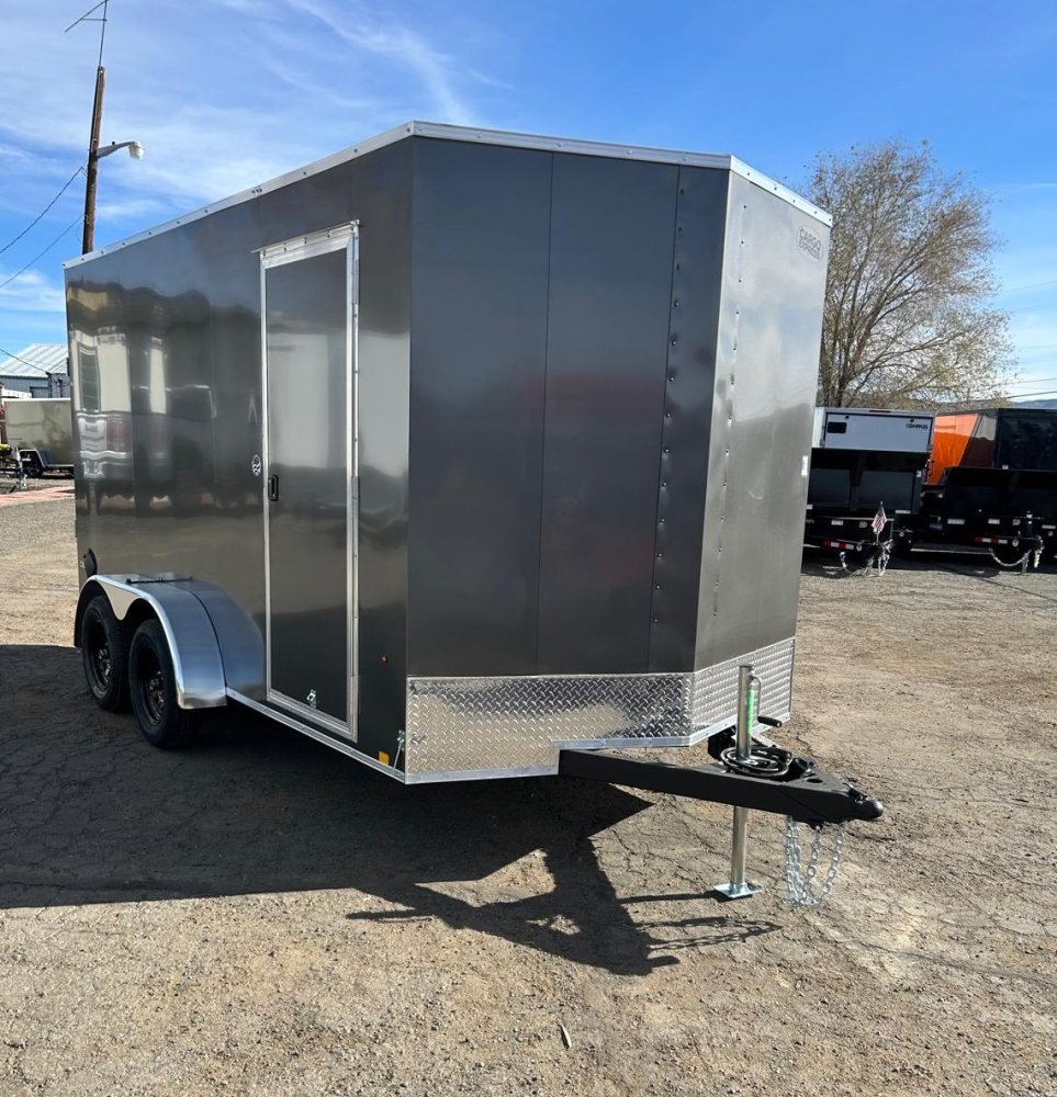 7x14 EX DLX Flat Top V-Nose Enclosed Cargo Trailer - Charcoal | D1 Trailers Carson City, NV
