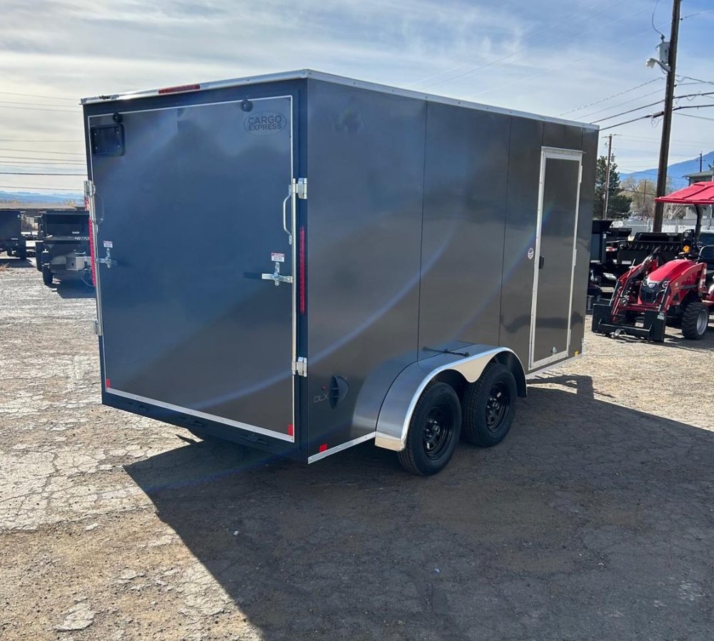 7x14 EX DLX Flat Top V-Nose Enclosed Cargo Trailer - Charcoal | D1 Trailers Carson City, NV
