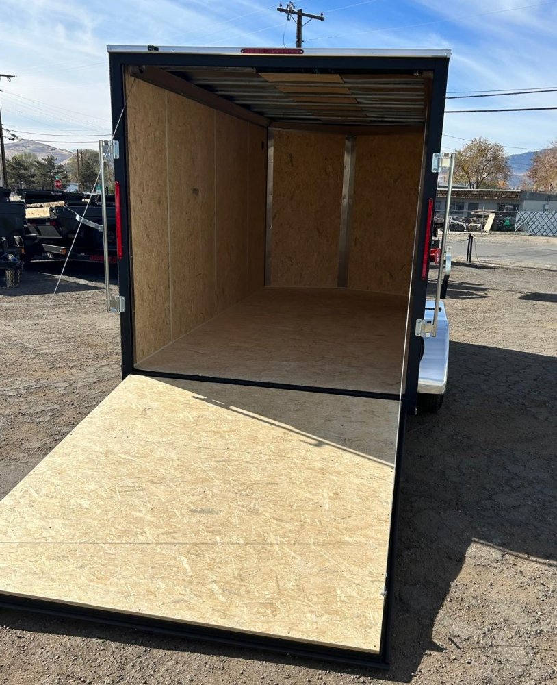 7x14 EX DLX Flat Top V-Nose Enclosed Cargo Trailer - Charcoal | D1 Trailers Carson City, NV