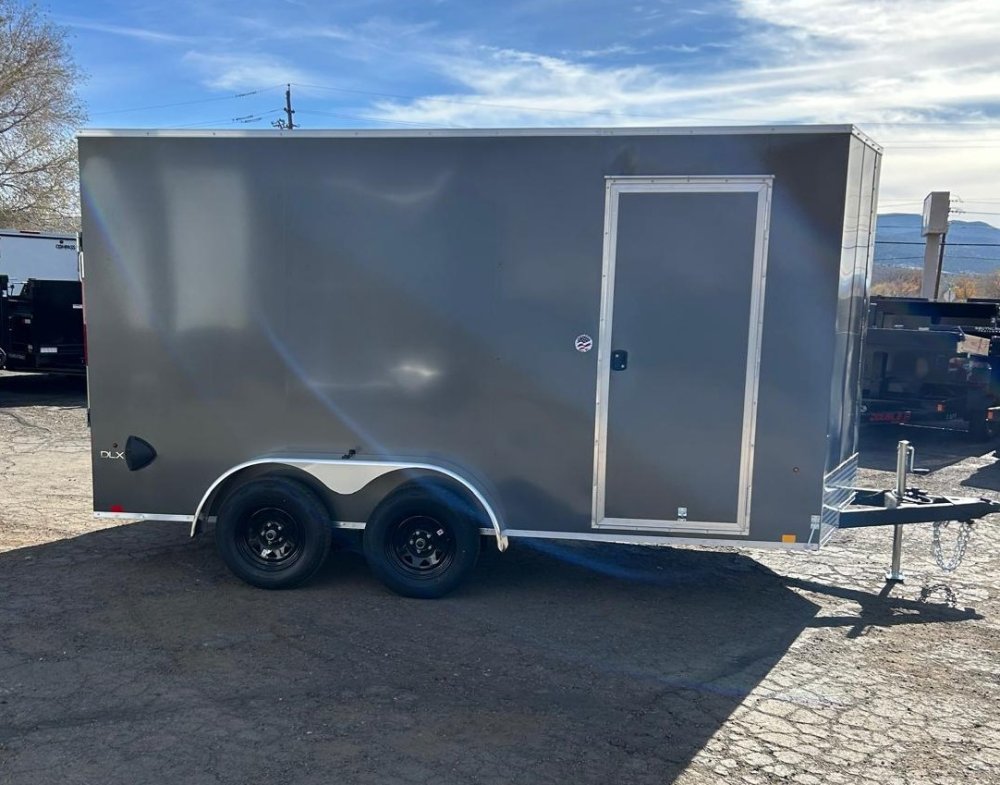 7x14 EX DLX Flat Top V-Nose Enclosed Cargo Trailer - Charcoal | D1 Trailers Carson City, NV