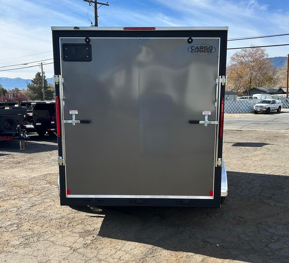 7x14 EX DLX Flat Top V-Nose Enclosed Cargo Trailer - Charcoal | D1 Trailers Carson City, NV